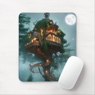 Tapis De Souris Imaginaire Tree House Artwork numérique