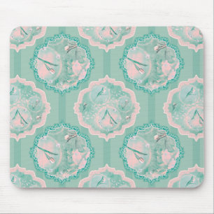 Tapis De Souris Imaginaire Tulipe vert et rose
