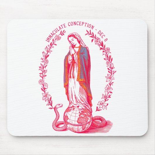 Tapis De Souris Immaculée Conception 8 déc Vierge Marie Catholique (Devant)