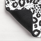 Tapis De Souris Impression animal noir blanc Léopard de neige Guép (Coin)