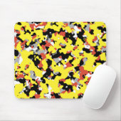 Tapis De Souris Impression camouflage jaune rouge noir gris (Avec souris)