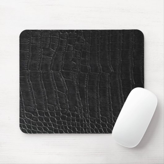 Tapis De Souris Impression cuir de crocodile faux noir (Avec souris)