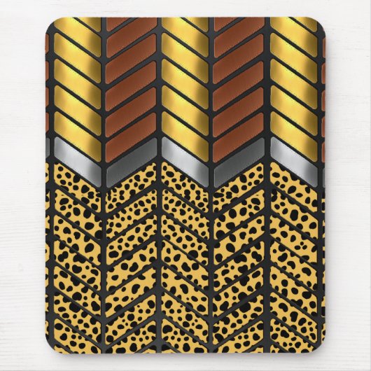 Tapis De Souris Impression d'animal guépard chevron zigzag moderne (Devant)