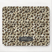 Tapis De Souris Impression d'animal léopard avec nom et feuille d' (Devant)