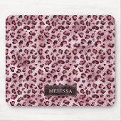 Tapis De Souris Impression d'animal Léopard Rose avec Faux Feuille (Devant)