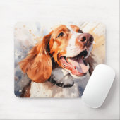 Tapis De Souris Impression d'art de chien à l'aquarelle joyeuse (Avec souris)