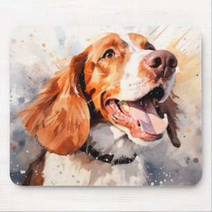 Tapis De Souris Impression d'art de chien à l'aquarelle joyeuse