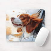 Tapis De Souris Impression d'art de chien joyeux dans le vent (Avec souris)