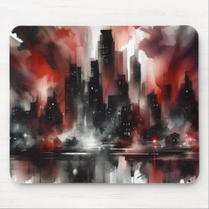 Tapis De Souris Impression d'art de toile de paysage de ville abst