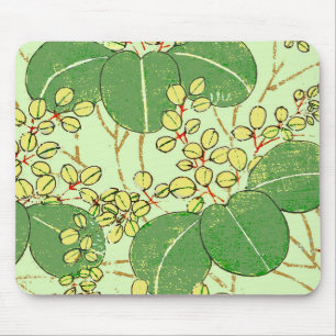 Tapis De Souris Impression de bloc de bois de feuille verte botani