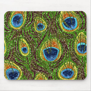 Tapis De Souris Impression de plumes de paon colorées