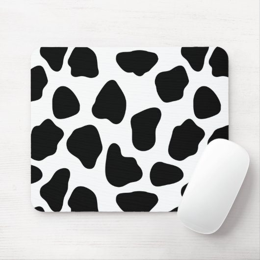 Tapis De Souris Impression de vache noire et blanche (Avec souris)