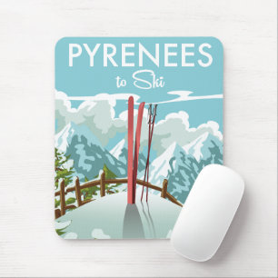 Tapis De Souris Impression de voyage à ski dans les Pyrénées.