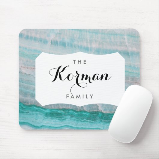 Tapis De Souris Impression en pierre de granit turquoise (Avec souris)