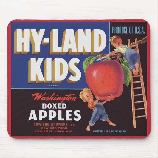 Tapis De Souris Impression étiquette Hyland Kids Washington Apples (Devant)