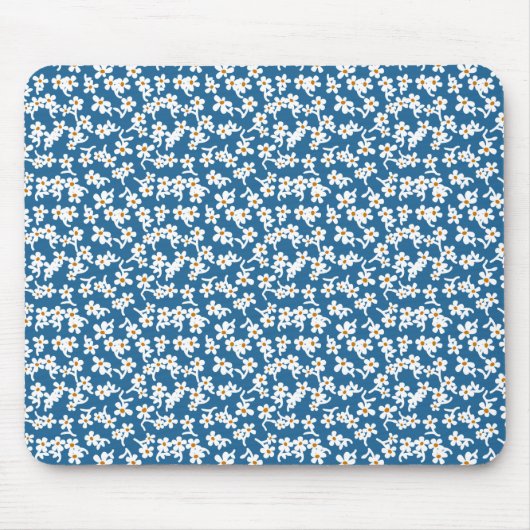 Tapis De Souris Impression florale les années 70 en bleu, Floral V (Devant)