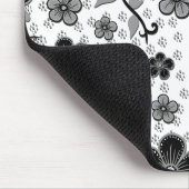 Tapis De Souris Impression florale noire et blanche (Coin)