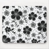 Tapis De Souris Impression florale noire et blanche (Devant)