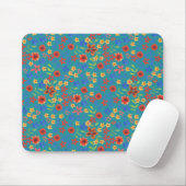 Tapis De Souris Impression florale rétro chic sur Mousepad Turquoi (Avec souris)