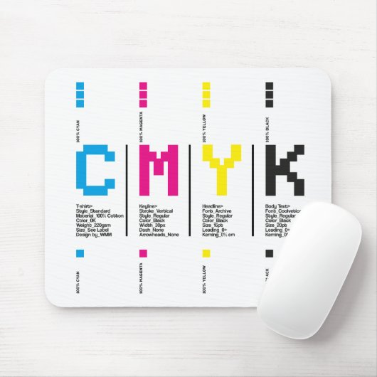 Tapis De Souris Impression manuscrite CMYK Graphic Designer (Avec souris)