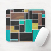 Tapis De Souris Impression noire Brown Turquoise Mondrian (Avec souris)