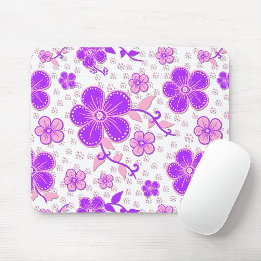 Tapis De Souris Impression simple de fleurs à l'aquarelle violette (Avec souris)