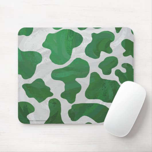 Tapis De Souris Impression verte et blanche de vache (Avec souris)