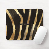 Tapis De Souris Impression Zebra Noir et Or | Monogramme (Avec souris)