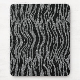 Tapis De Souris Impression Zèbre Noir et Gris Argent