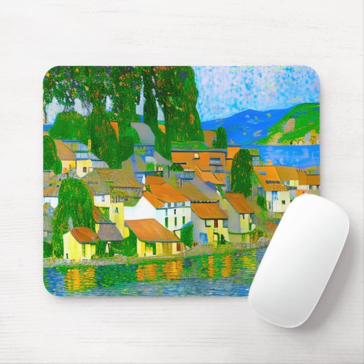 Tapis De Souris Impressionist  Mediterranean Village by the Sea   (Avec souris)