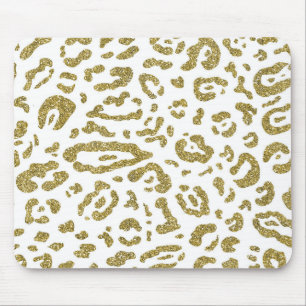 Tapis De Souris Imprimé animalier léopard guépard blanc paillettes