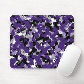 Tapis De Souris Imprimé camouflage gris noir violet blanc (Avec souris)