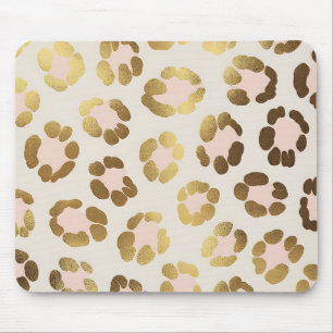 Tapis De Souris Imprimé chic léopard doré et rose pastel Animal