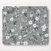 Tapis De Souris Imprimé de fleurs sur gris (Devant)