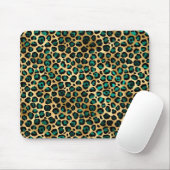 Tapis De Souris Imprimé léopard glamour or et sarcelle (Avec souris)