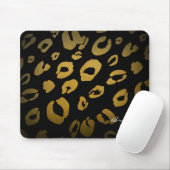 Tapis de souris imprimé léopard guépard or noir (Avec souris)