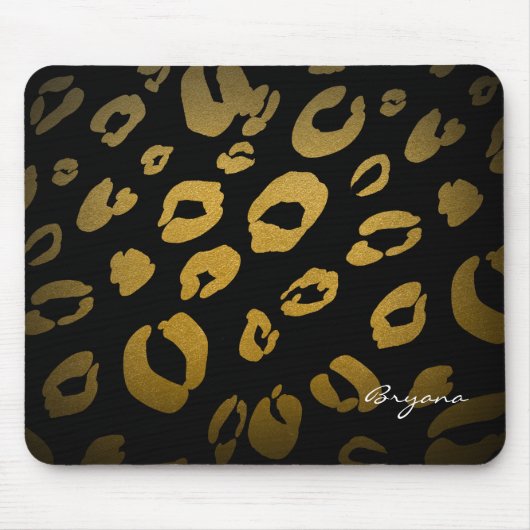 Tapis de souris imprimé léopard guépard or noir (Devant)