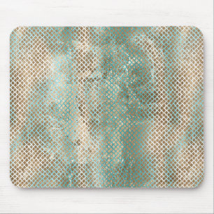 Tapis De Souris Imprimé serpent or blanc aqua