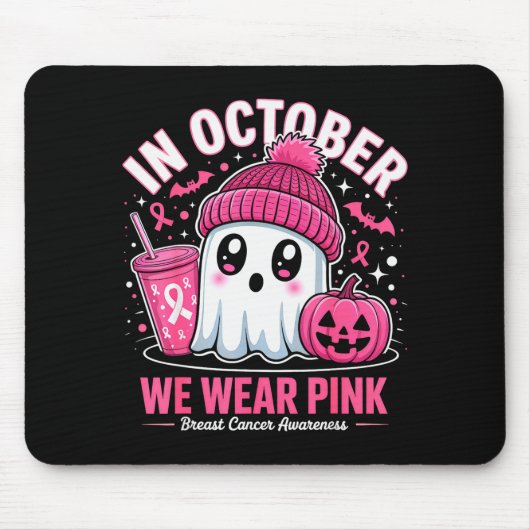 Tapis De Souris In October We Wear Nk Ghost Witch Breast Cancer Aw (Devant)