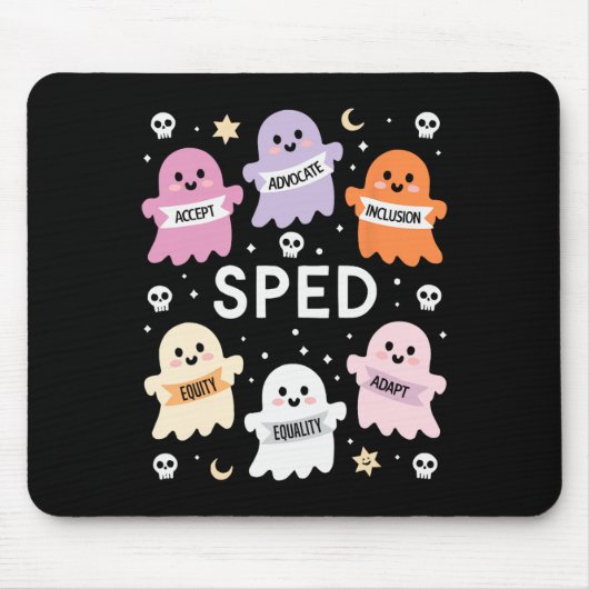 Tapis De Souris Inclusion Halloween Autisme Effrayant Intégration (Devant)