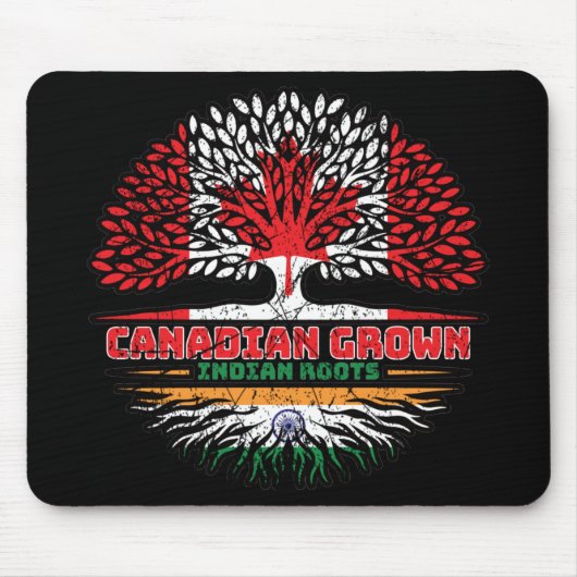 Tapis De Souris Inde Canada Canada Drapeau des racines de l'arbre (Devant)