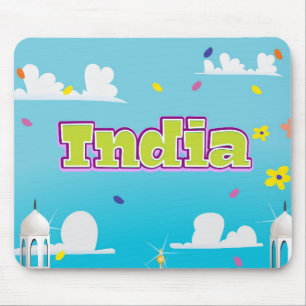 Tapis De Souris India Cartoon Travel print.