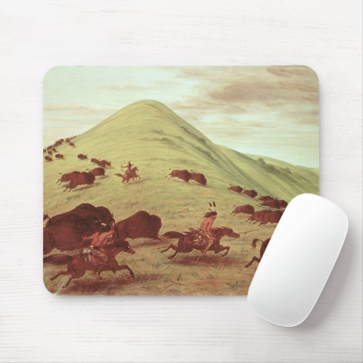 Tapis De Souris Indiens de Sioux chassant le buffle, 1835 (huile (Avec souris)