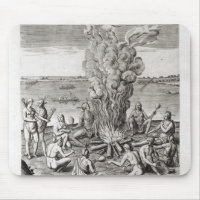 Indiens priant autour d'un feu, gravant