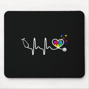 Tapis De Souris Infirmière amusante Puzzle Autisme Stéthoscope Cœu