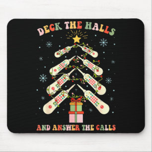Tapis De Souris Infirmière Cna drôle de Noël médical Xmas arbres I