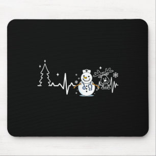 Tapis De Souris Infirmière de battement de coeur Snowman Infirmièr