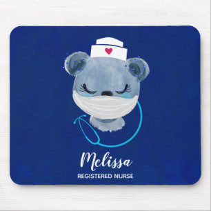 Tapis De Souris Infirmière de l'ours mignonne portant un Masque Mé