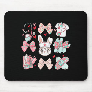 Tapis De Souris Infirmière de Pâques coquette lapin stéthoscope no