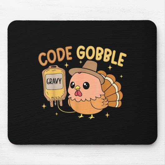 Tapis De Souris Infirmière de Thanksgiving Code Glousser Drôle Din (Devant)
